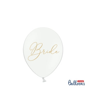 50 "BRIDE" balon lateks berwarna putih dengan huruf emas (30 cm) - Gold Bridal Shower