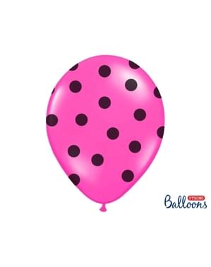 50 balon berwarna pink dengan bintik-bintik hitam (30 cm)