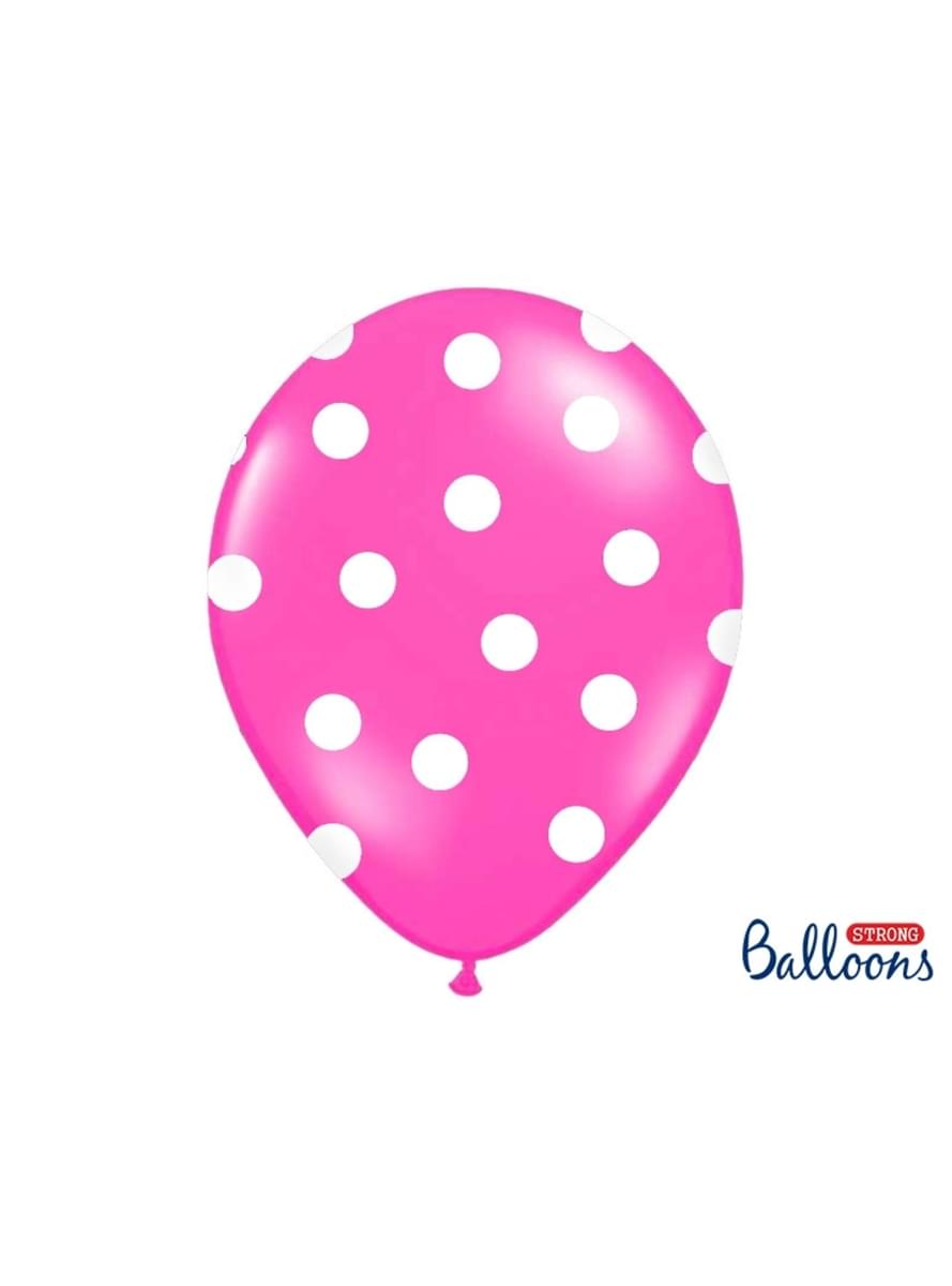 6 ballons rose pastel à pois blancs (30 cm)