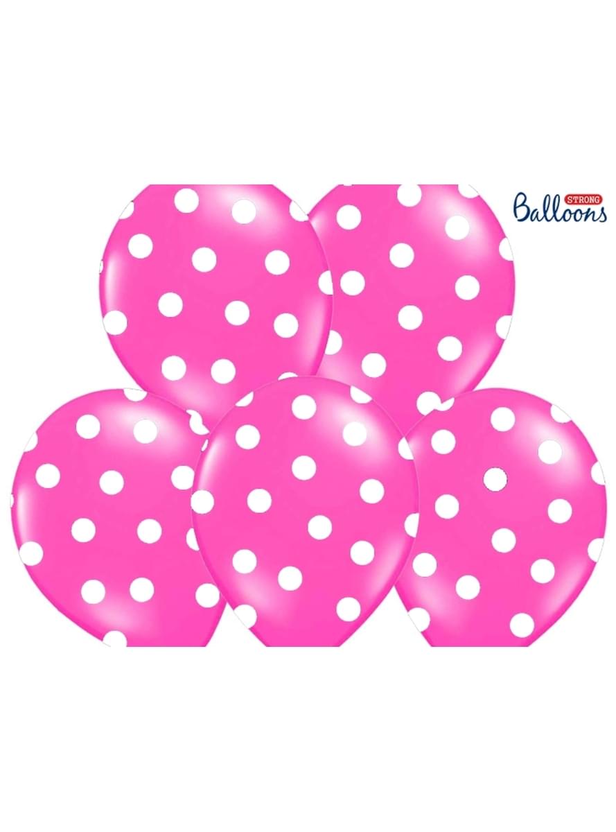 6 ballons rose pastel à pois blancs (30 cm)