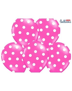 6 globos con topos rosa pastel (30 cm)