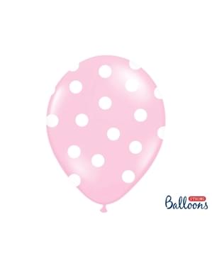 50 balon berwarna pink pastel dengan bintik-bintik putih (30 cm)