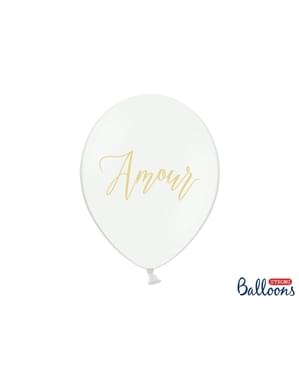 Beyaz 50 "AMOUR" lateks balonlar (30 cm)