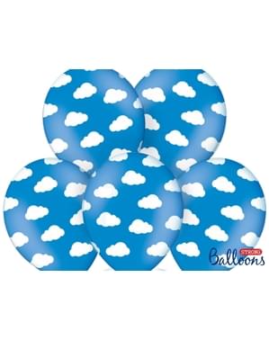 6 globos con nubes azul semiclaro (30 cm)