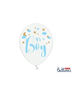 ホワイト（30センチメートル）でベビーシャワーのための6「IT'S A BOY」ラテックスバルーン