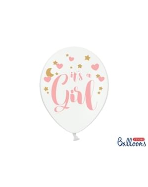 बेबी शावर (30 सेमी) के लिए सफेद रंग में 50 "IT'S A GIRL" लेटेक्स गुब्बारे