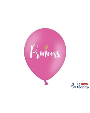 6 "PRINCESS" balon lateks berwarna merah muda (30 cm)