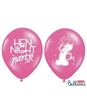 Pembe tavuk parti için 6 lateks balonlar (30 cm)