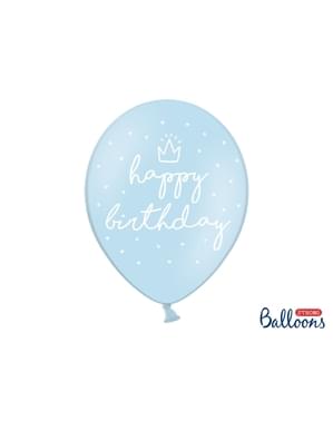 6 додаткові сильні повітряні кулі «З днем ​​народження» в синіх (30 см)