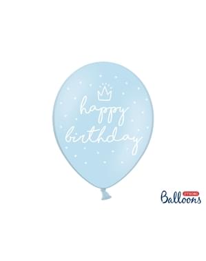 6 izturīgi ''Happy Birthday'' zilos baloni (30 cm)