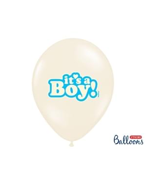 6 "IT'S A BOY" balon lateks untuk Baby Shower berwarna biru (30 cm)