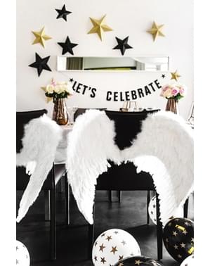 6 ilmapalloa valkoisena kultatähdillä (30cm)