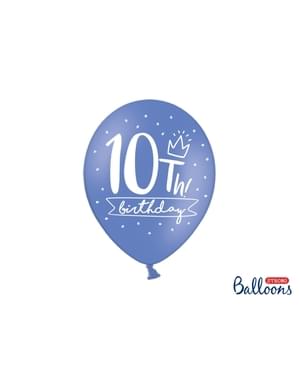 10. doğum günü için 6 ekstra güçlü balon (30 cm)