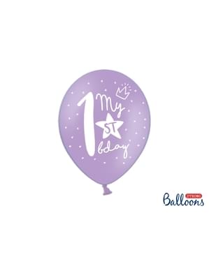 İlk doğum günü için 6 ekstra güçlü balon (30 cm)