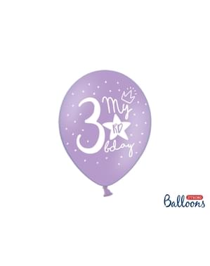 Üçüncü doğum günü için 6 ekstra güçlü balon (30 cm)