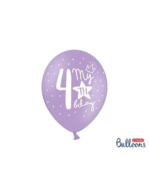 6 extra strong balloons for fourth birthday (30 cm)