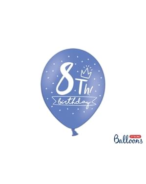 Sekizinci doğum günü için 50 ekstra güçlü balon (30 cm)