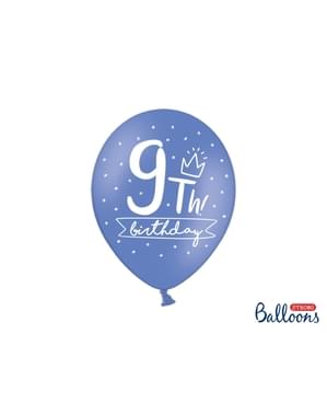 6 extra strong balloons for ninth birthday (30 cm)