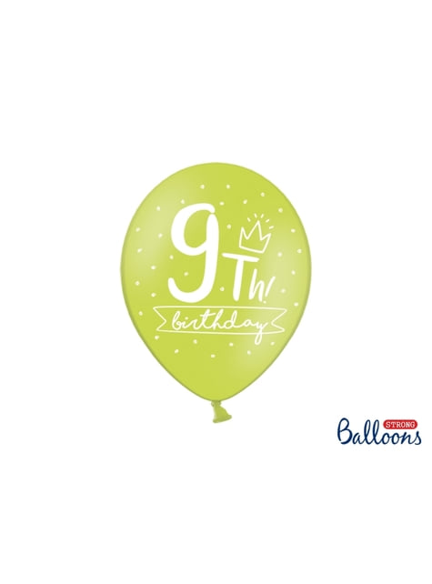 6 ballons extra résistants neuvième anniversaire (30 cm)