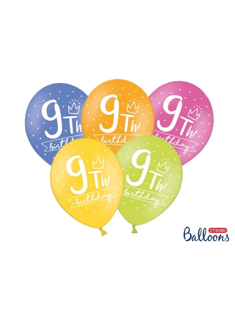 6 globos extra resistentes noveno cumpleaños (30 cm)