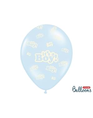 बेबी शावर (30 सेमी) के लिए पेस्टल ब्लू में 50 "आईटी ए बोय" लेटेक्स गुब्बारे