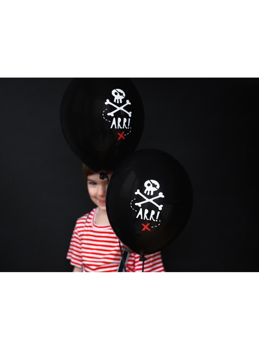 6 Latexballonger för pirat party i svart (30 cm) - Pirates Party