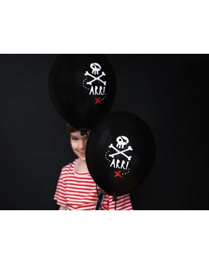 6 latexových balonků na pirátskou party černých (30 cm) - Pirates Party