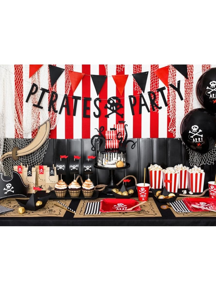 6 Latexballonger för pirat party i svart (30 cm) - Pirates Party
