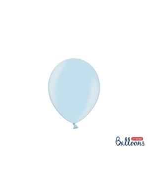 100 Strong Balloons in Metallic Pastel Blue, 12 cm