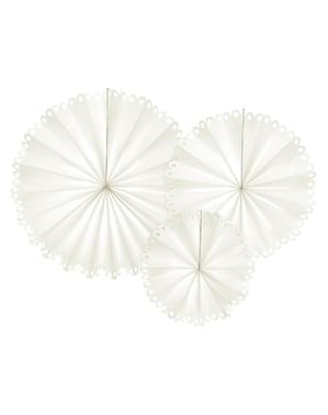 Beyaz 3 dekoratif kağıt fanı