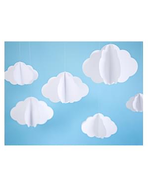 3 Hanging Paper Clouds - Golden Sky