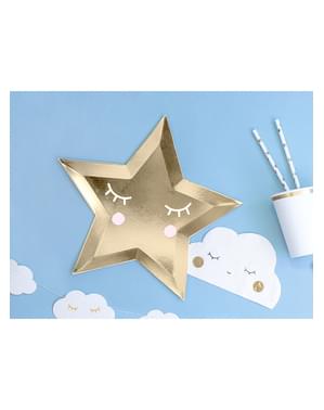 Pratos com forma de estrela com pestanas e blush - Little Star