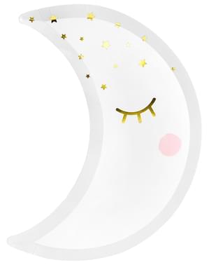 Kirpikli ve pembe yanaklı ay şeklindeki plakalar - küçük yıldız