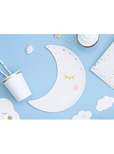 Månformade Tallrikar med ögonfransar och rosiga kinder - Little Star