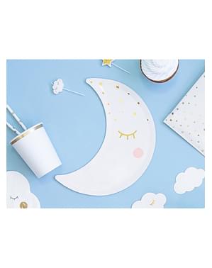 Pratos com forma de luna com pestanas e blush - Little Star