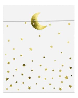 6 Papiertüten für Süßigkeiten mit Sternen und Monden - Golden Sky