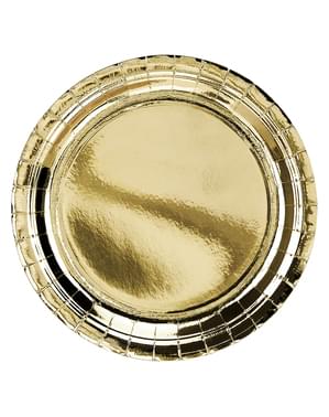 Golden Round Plates - 6 Count