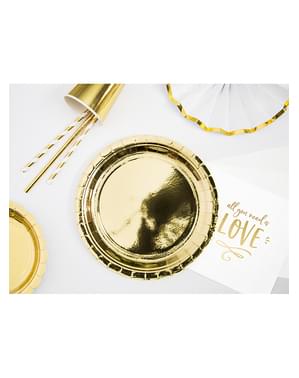 Golden Round Plates - 6 Count
