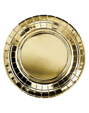 Round Dessert Plates in Gold - 6 units