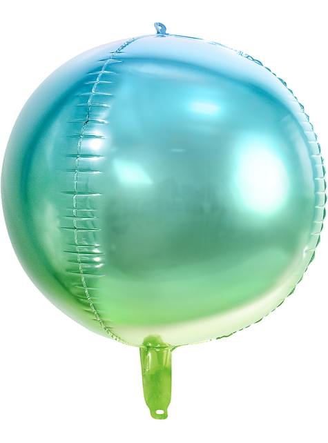 Dúhový okrúhly balón v modrej a zelenej - Iridescent Mermaid