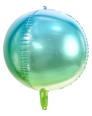 ब्लू और ग्रीन में इंद्रधनुषी गोल गुब्बारा - इंद्रधनुषी मत्स्यस्त्री