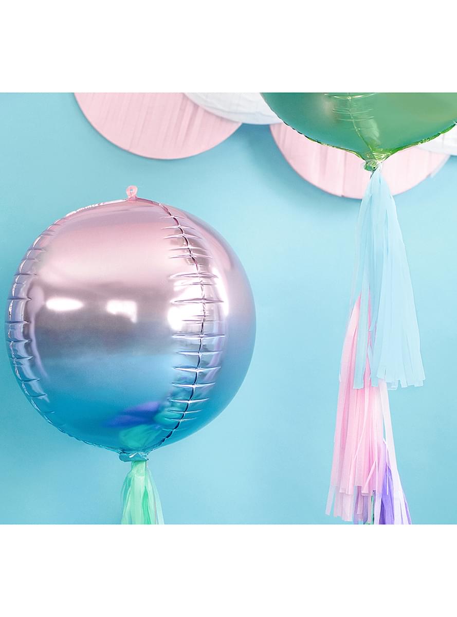 Balão com forma de bola azul e violeta iridescente - Iridescent Mermaid