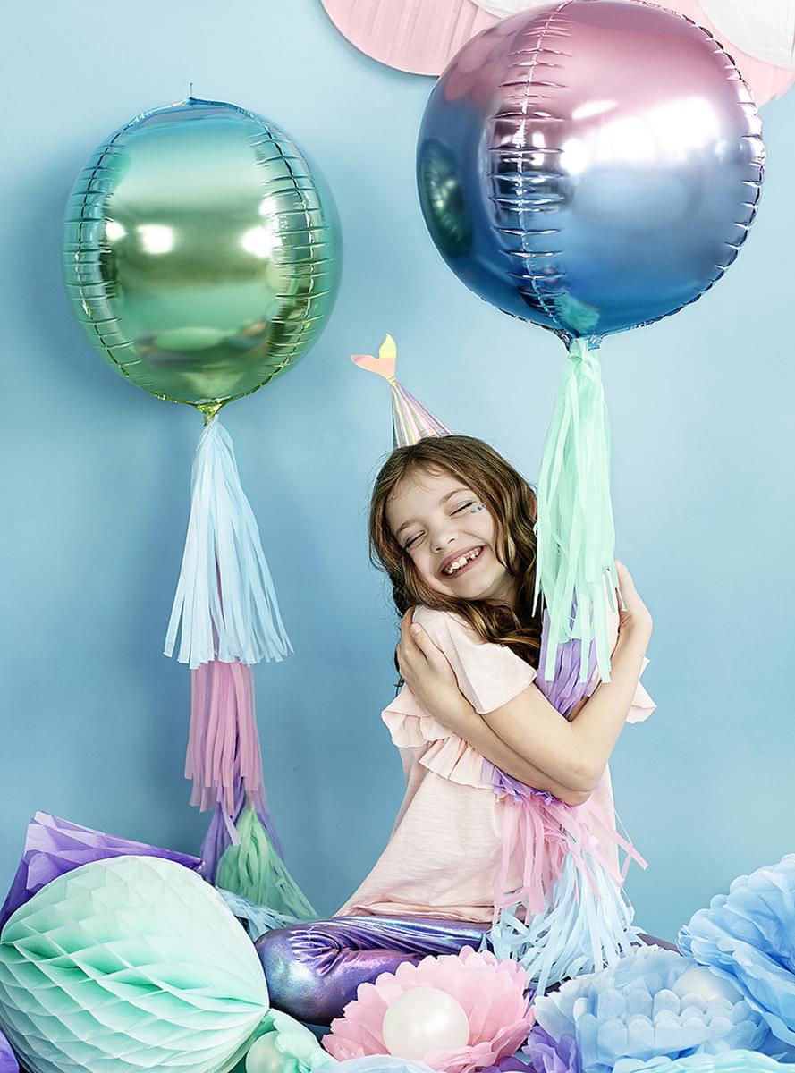 Ballon en forme de boule bleu et violet iridescent - Iridescent Mermaid