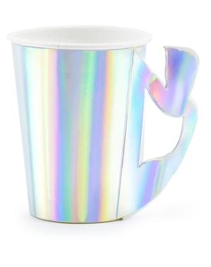 Gobelets en papier avec anse queue de sirène iridescente - Iridescent Mermaid - 6 unités