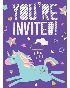 8 invitații petrecere Unicorn - Happy Unicorn