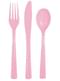 Conjunto de talheres de plástico cor-de-rosa claro - Linha Cores Básicas