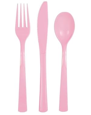 Set di posate di plastica color rosa chiaro-Linea Colori Basic