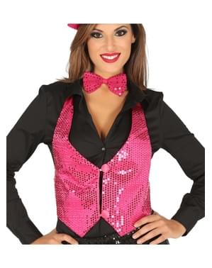 Gilet di paillettes fucsia per donna