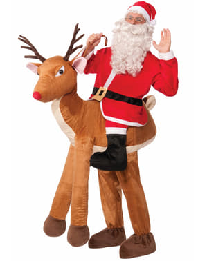 Déguisement porte-moi Père Noël sur Rudolph le renne