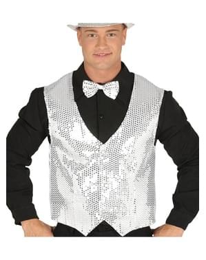 Silver sequin waistcoat for men